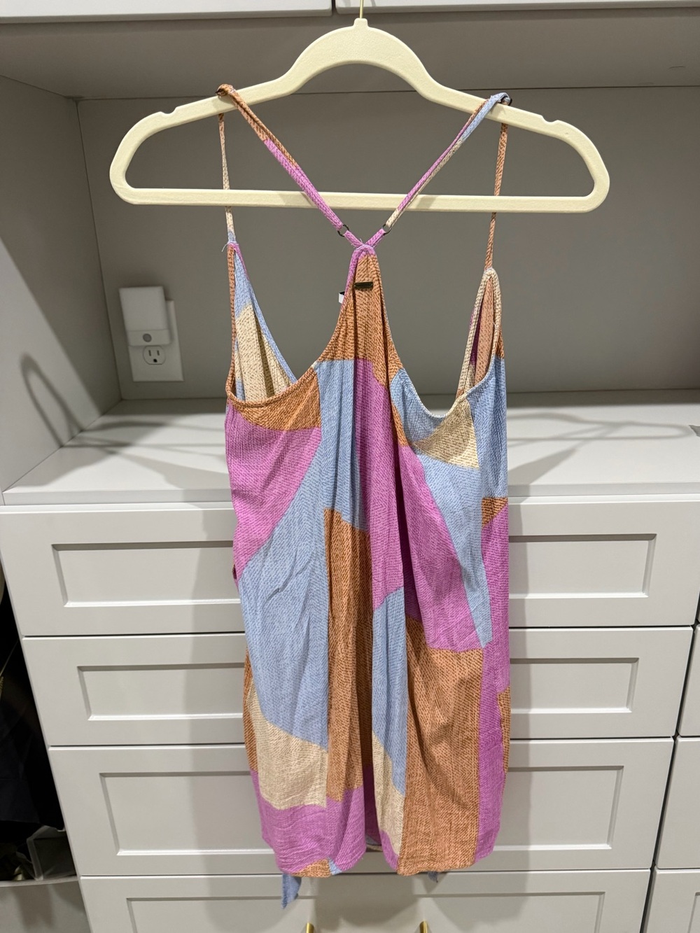 O'Neill Colorblock Wrap Mini Skirt in Pink, Blue & Tan